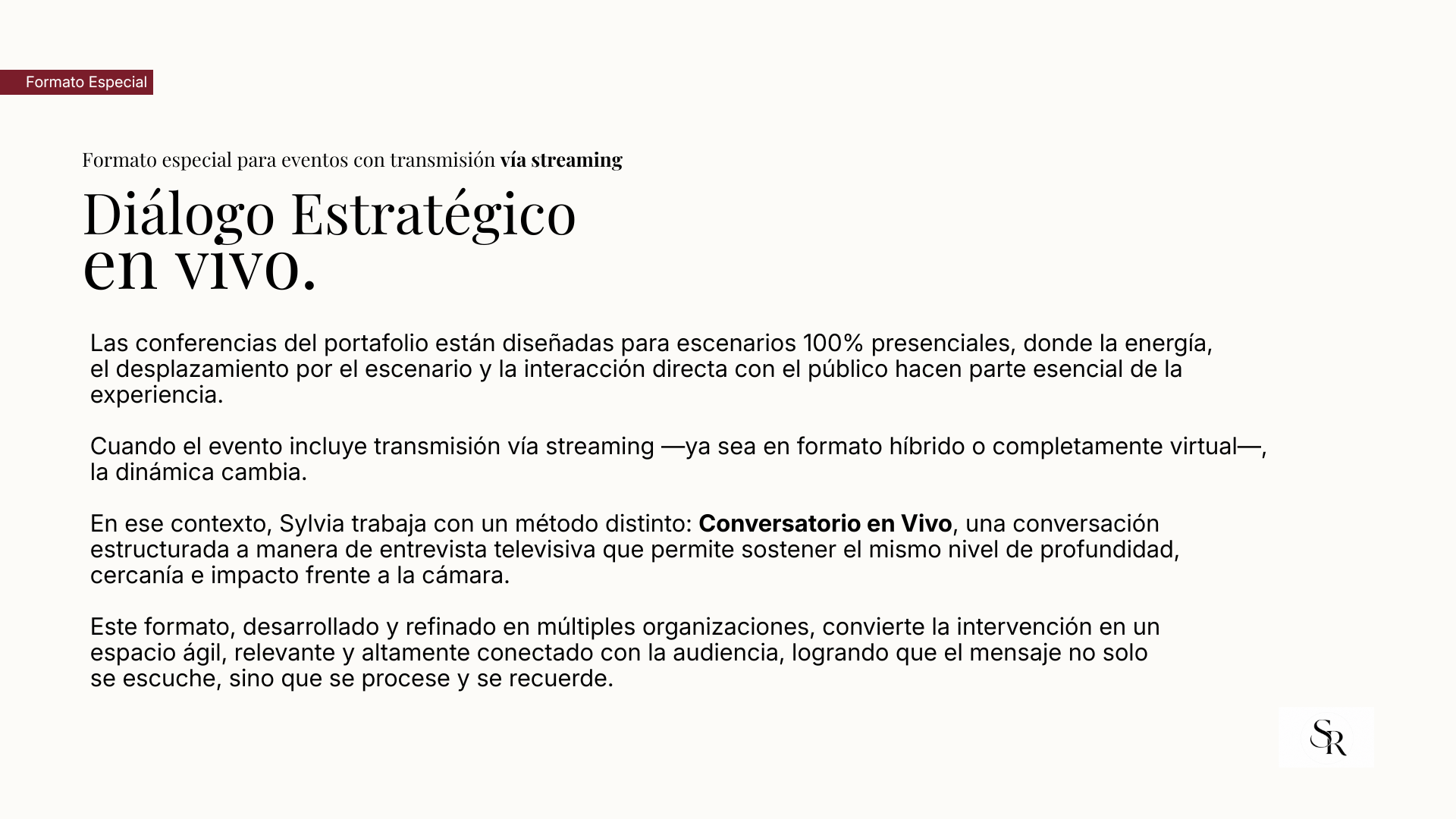 Conversatorio en vivo por streaming con Sylvia Ramírez